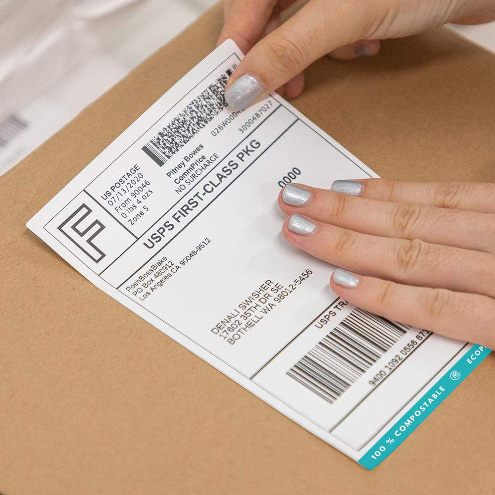 100% PCR Shipping Labels - EcoPackables
