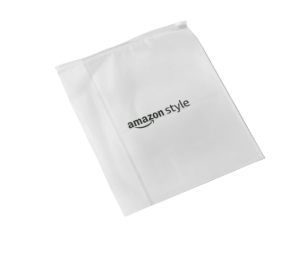 White garment bag with 'Amazon Style' logo on a white background