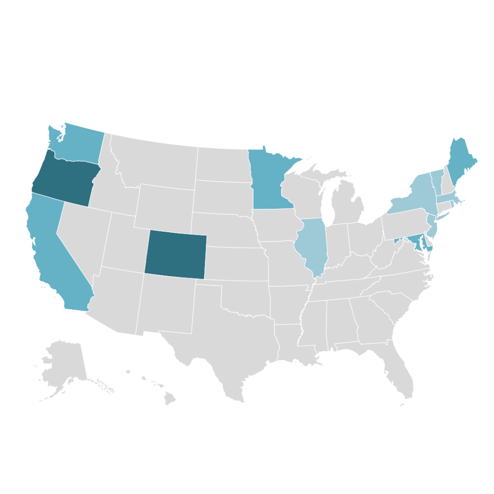 Map of US packaging EPR law status by state in 2026