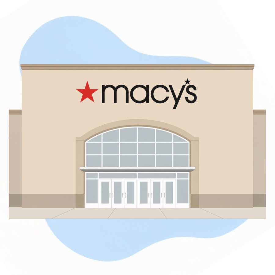 A stylized illustration of a Macy's storefront