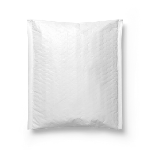 white recycled plastic bubble mailer front