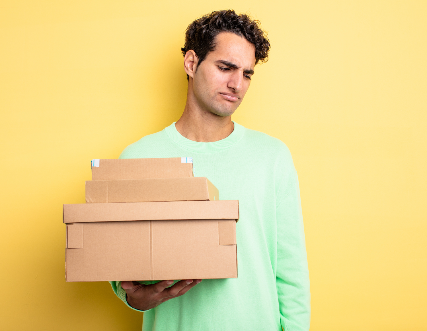 sad man with a box