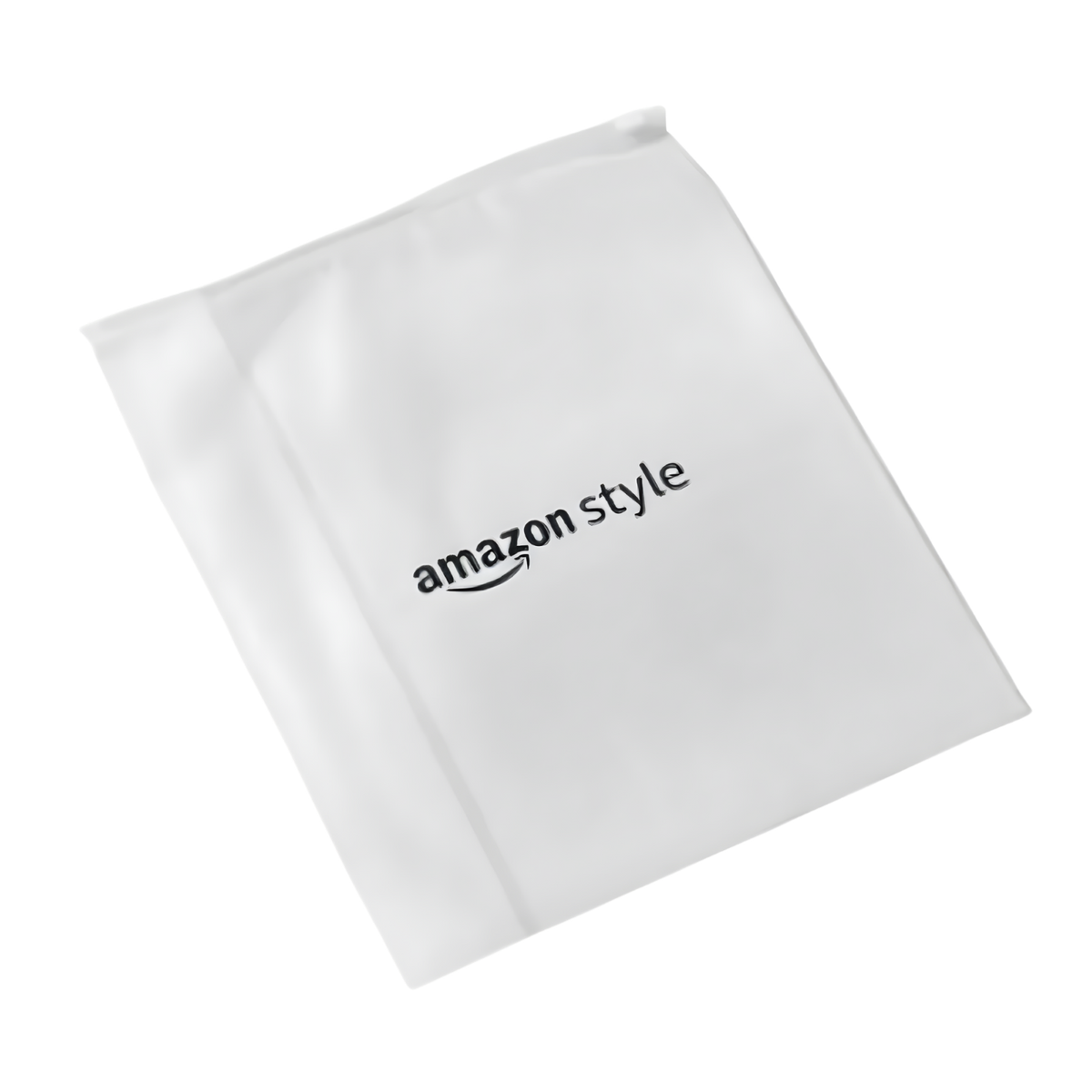 Amazon Style compostable garment bag with QR-transparent film over a folded garment