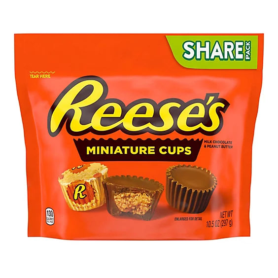 Reese's Miniature Cups candy front of package. 