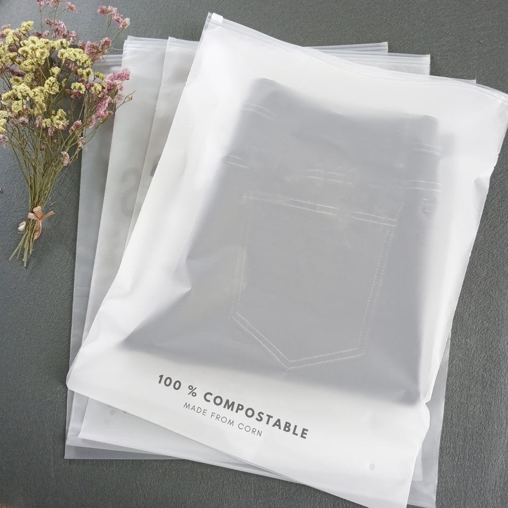 EcoPackables 100% Compostable Frosted Clothing Bags - Eco-Friendly Bag Pack of 100 / 9x12