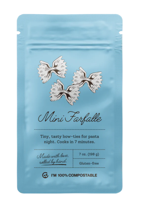Compostable flat sachet front view