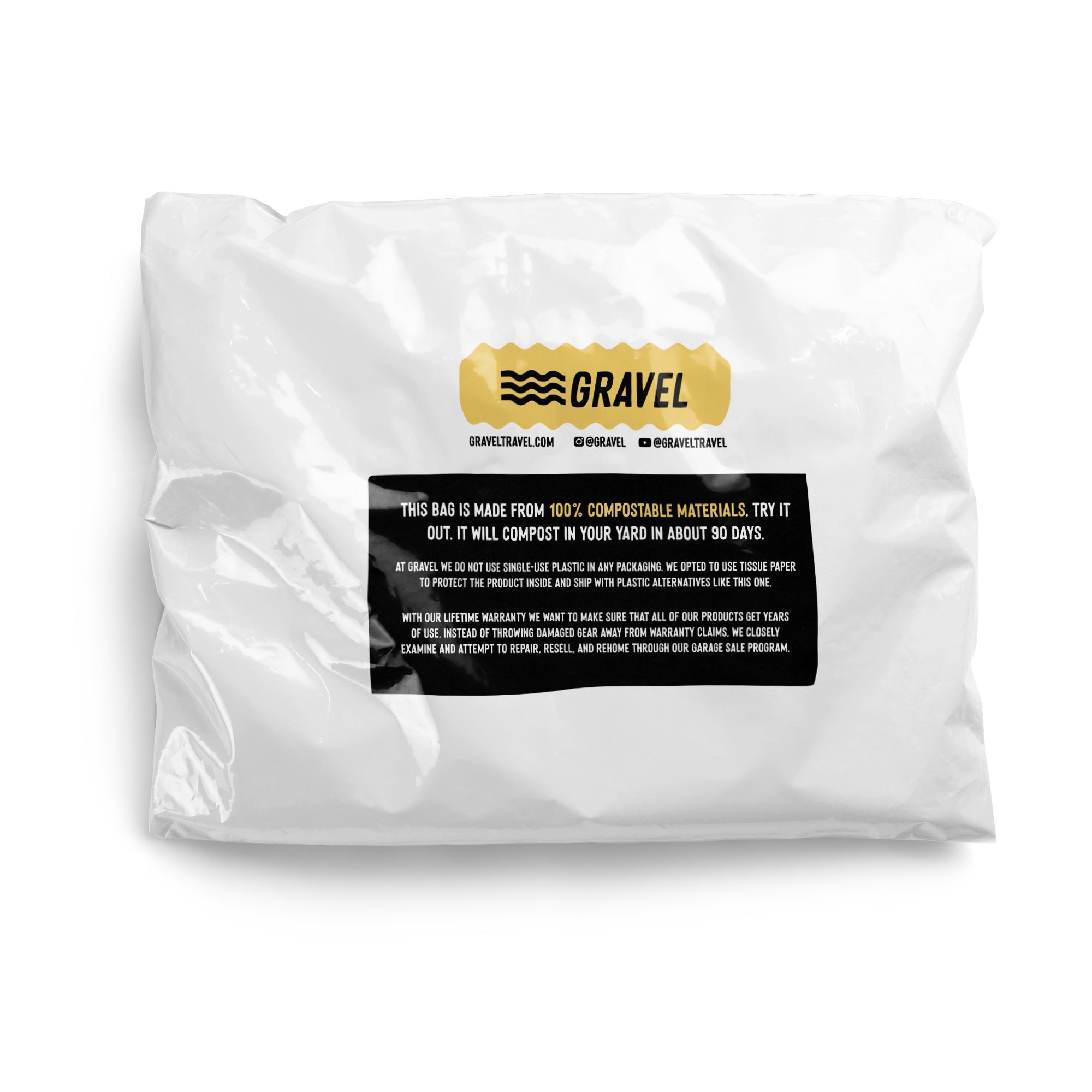 Gravel Travel custom compostable poly mailer back